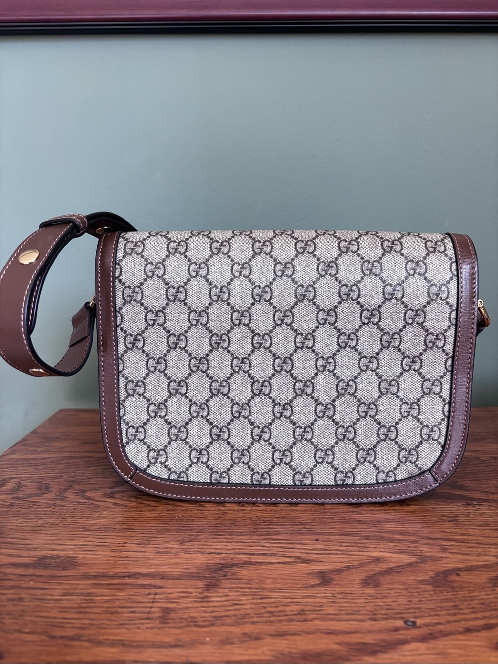 Gucci Beige GG Supreme Canvas Crossbody with Brown Leather Trim - Picture 12 of 12